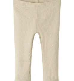 Leggings - Rib - NbfRosally - Cement m. Glimmer|Name It