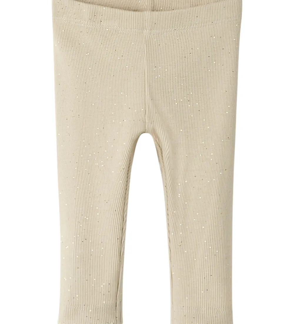 Leggings - Rib - NbfRosally - Cement m. Glimmer|Name It
