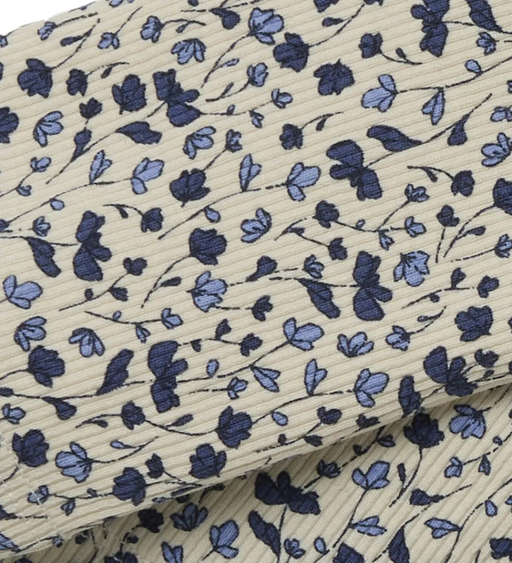 Leggings - Rib - NmfNelia - Parchment m. Blomster|Name It Hot