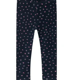 Leggings m. Fleece - NmfDavina - Dark Sapphire/Heart AOP|Name It