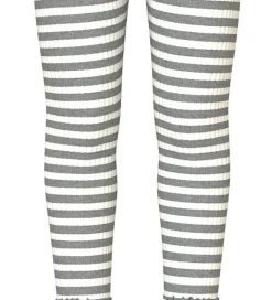 Leggins - Rib - NmfVemma - Grey Melange/Cloud Dancer|Name It Hot
