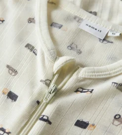 Natdragt - Uld - Rib - NmmWang - Snow White/Small cars|Name It Hot