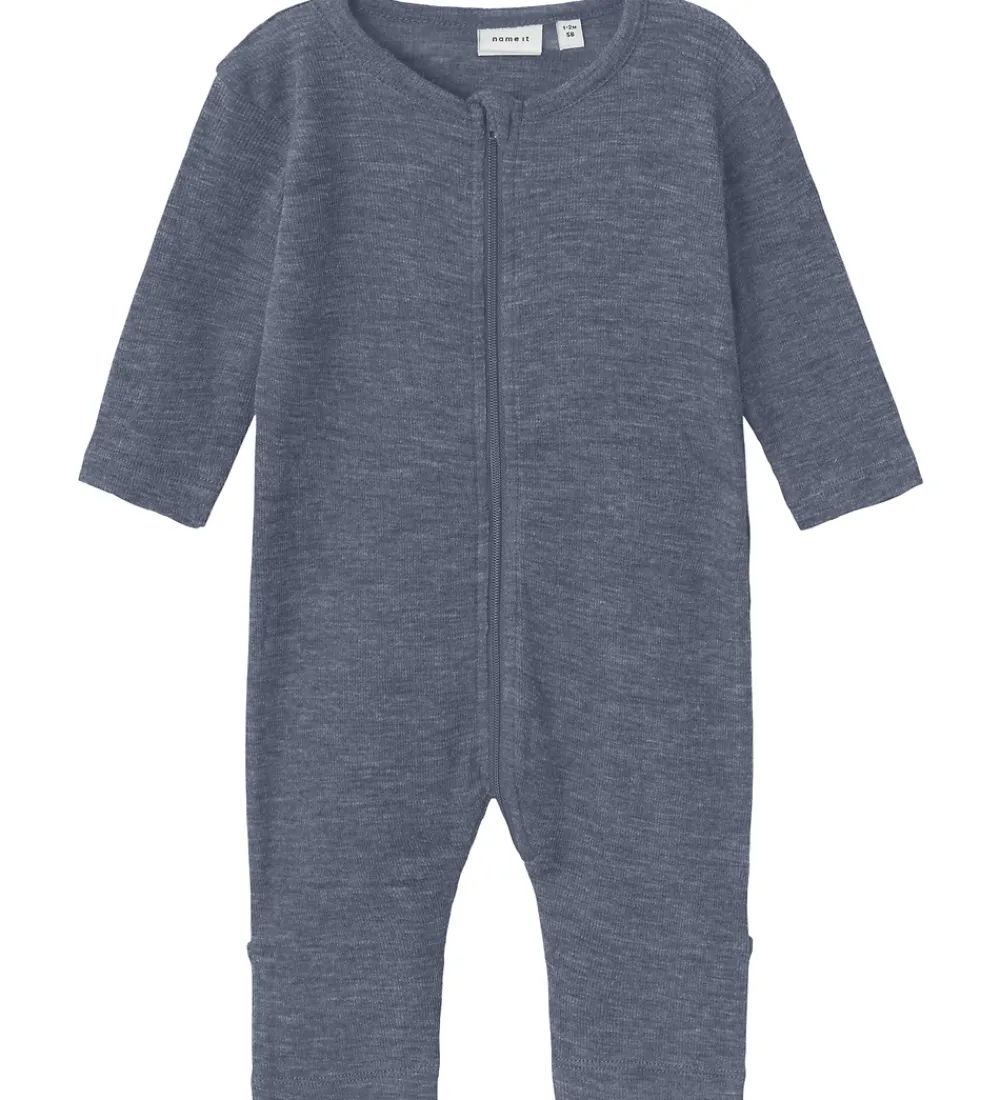 Natdragt - Uld/Silke - Rib - NbmWossa - Folkstone Gray|Name It New