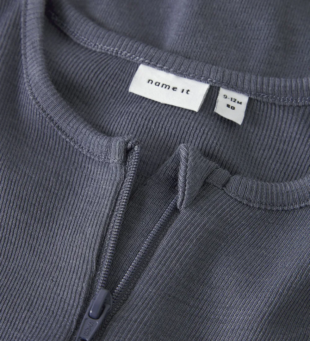Natdragt - Uld/Silke - Rib - NbmWossa - Folkstone Gray|Name It New
