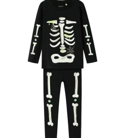 Nattøj - 2-delt - Glow - NmnOwen - Sort/Lemonade|Name It Sale