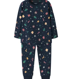 Nattøj - 2-Delt - NmnVismas - Navy Blazer/Xmas AOP Navy|Name It Discount