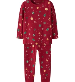 Nattøj - 2-Delt - NmnVismas - Jester Red/Xmas AOP Red|Name It Sale