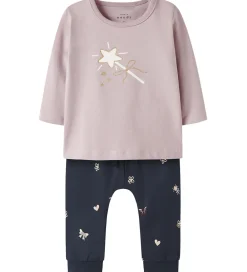 Nattøj 2-delt - NbfVubie - Burnished Lilac/Navy Blazer|Name It Sale