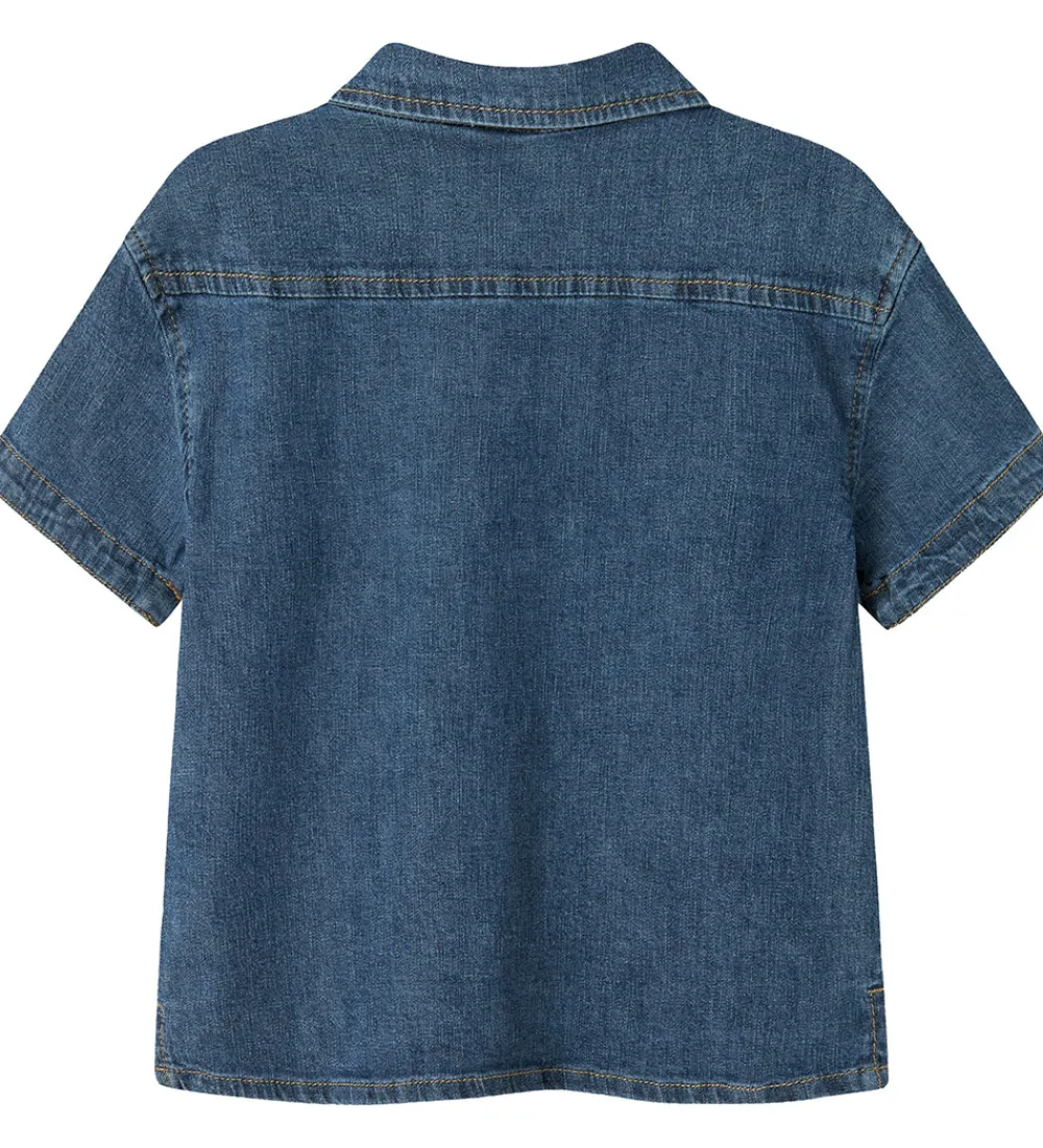 Skjorte k/æ - Hør/Bomuld - NmmPeter - Mørkeblå Denim|Name It New