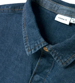 Skjorte k/æ - Hør/Bomuld - NmmPeter - Mørkeblå Denim|Name It New