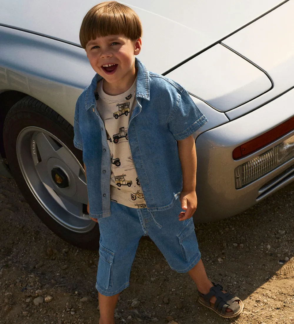 Skjorte k/æ - Hør/Bomuld - NmmPeter - Mørkeblå Denim|Name It New