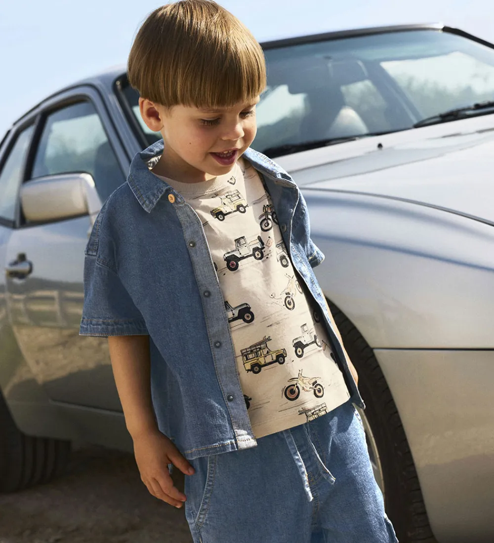 Skjorte k/æ - Hør/Bomuld - NmmPeter - Mørkeblå Denim|Name It New