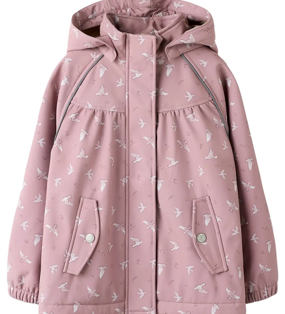 Softshelljakke m. Fleece - NmfAlfa08 - Woodrose/Bird|Name It Outlet