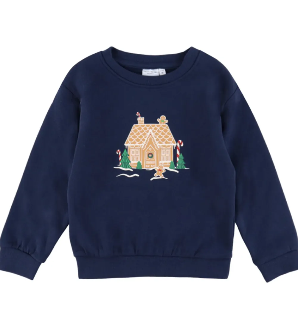 Sweatshirt - NmfVismas - Navy Blazer/Gingerbread House|Name It Online
