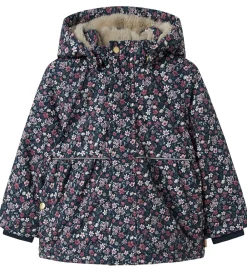 Vinterjakke - NmfSnow05 - Dark Sapphire m. Blomster|Name It Discount
