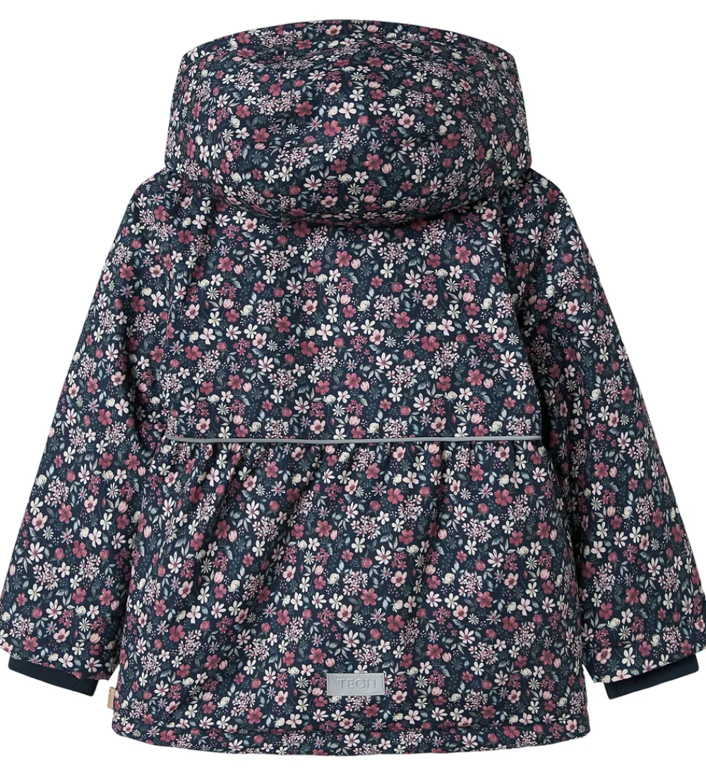 Vinterjakke - NmfSnow05 - Dark Sapphire m. Blomster|Name It Discount