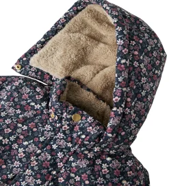 Vinterjakke - NmfSnow05 - Dark Sapphire m. Blomster|Name It Discount