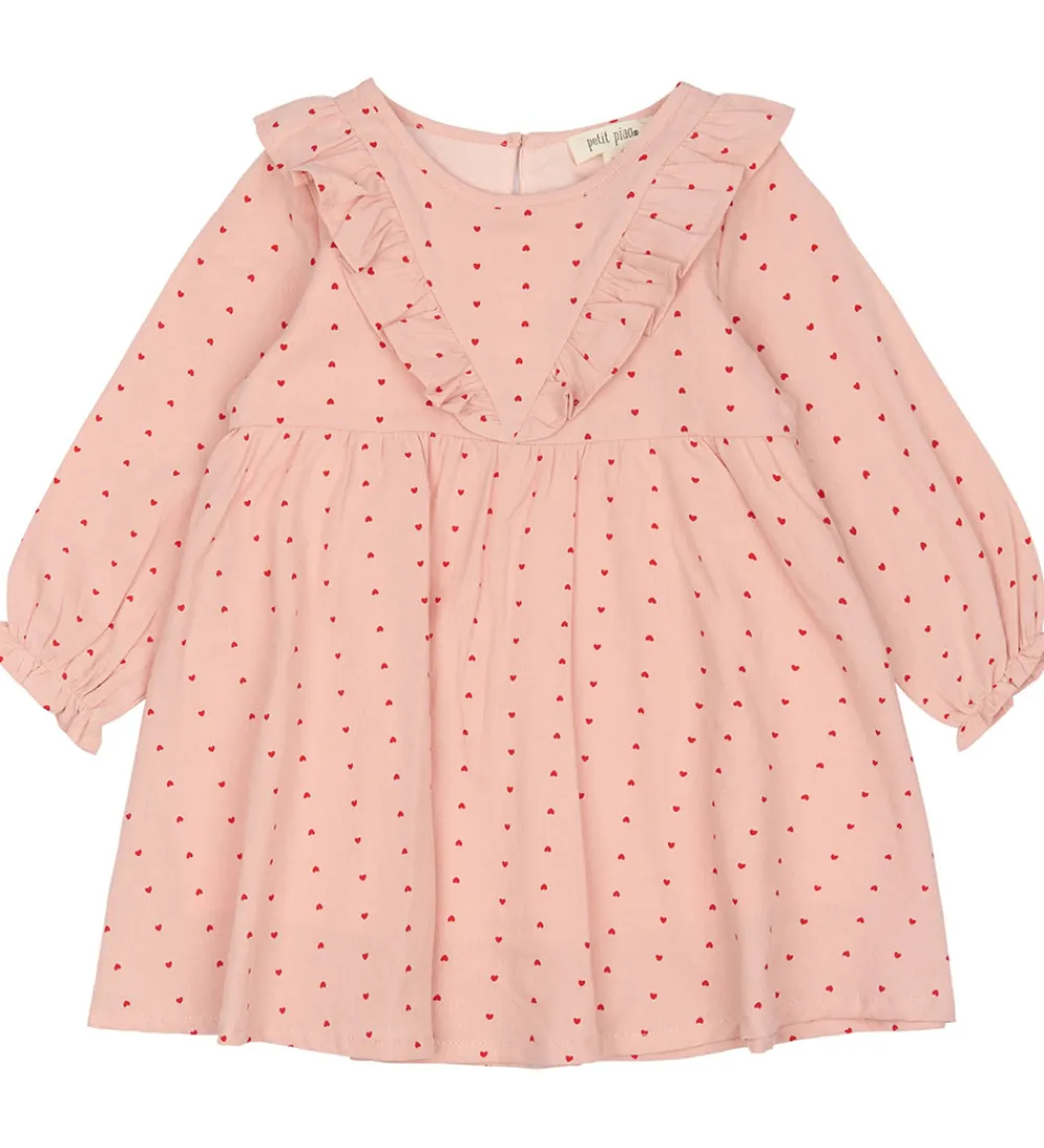Kjole - Pink Heart m. Flæser|Petit Piao Online
