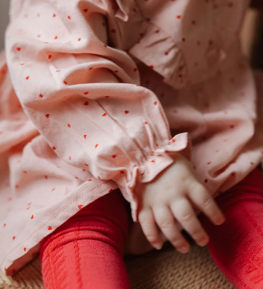 Kjole - Pink Heart m. Flæser|Petit Piao Online