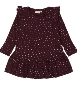 Kjole - Rib - Modal - Dark Grape m. Hjerter|Petit Piao Hot