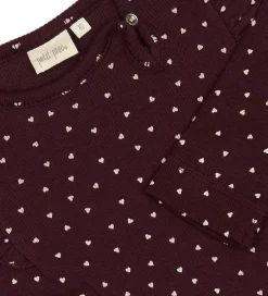 Kjole - Rib - Modal - Dark Grape m. Hjerter|Petit Piao Hot