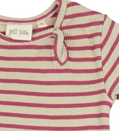 Sommerdragt - Rib - Modal - Light Berry/Dark Off Whit|Petit Piao Online