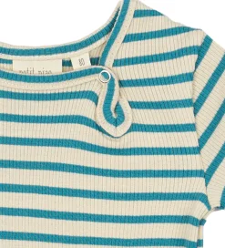 Sommerdragt - Rib - Modal - Turquise/Dark Off White|Petit Piao