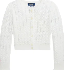 Cardigan - Strik - Hvid m. Hulmønster|Polo Ralph Lauren