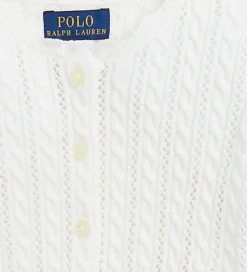 Cardigan - Strik - Hvid m. Hulmønster|Polo Ralph Lauren
