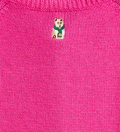 Cardigan - Uld - Colge Pink m. Broderier|Polo Ralph Lauren Hot