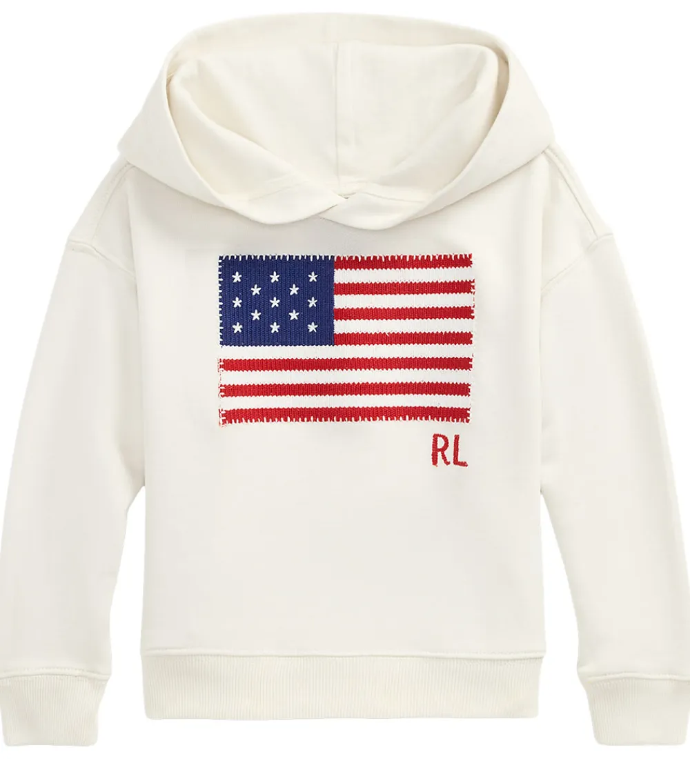 Hættetrøje - Hvid m. Flag|Polo Ralph Lauren Clearance