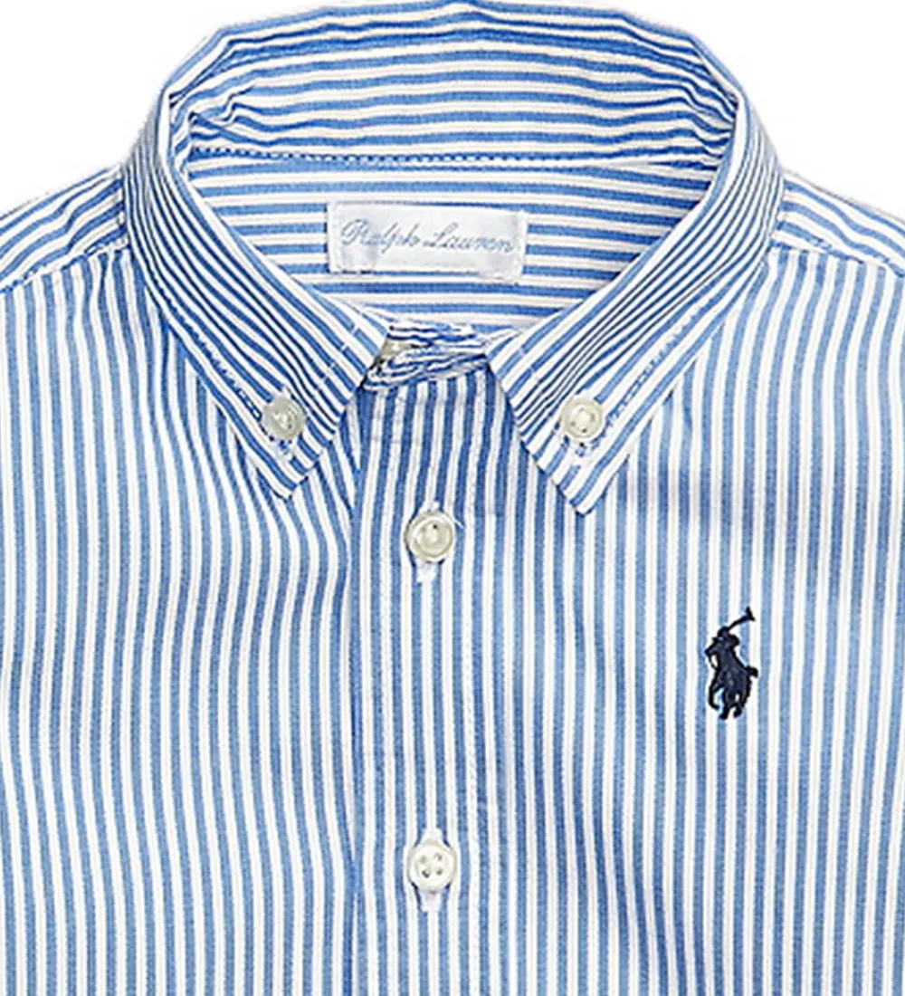 Skjorte - Slim Fit - Blå/Hvidstribet|Polo Ralph Lauren