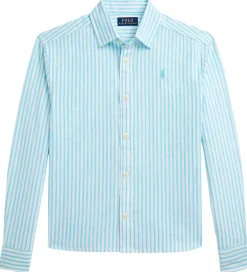 Skjorte - Hør - Lyseblå/Hvidstribet|Polo Ralph Lauren Sale