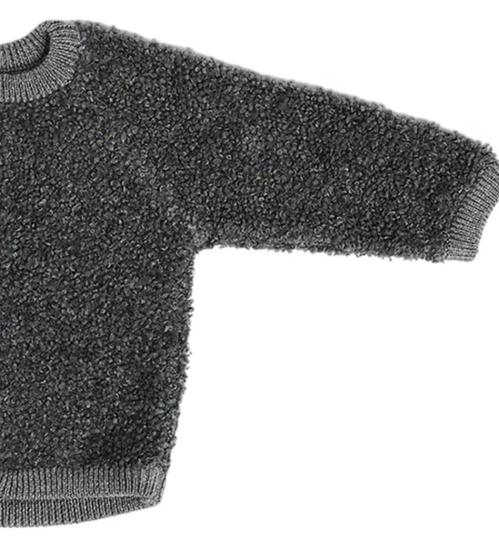 Cardigan m Lynlås - Uld - Grey Melange|Smallstuff Online