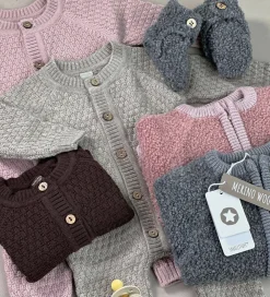 Cardigan m Lynlås - Uld - Grey Melange|Smallstuff Online