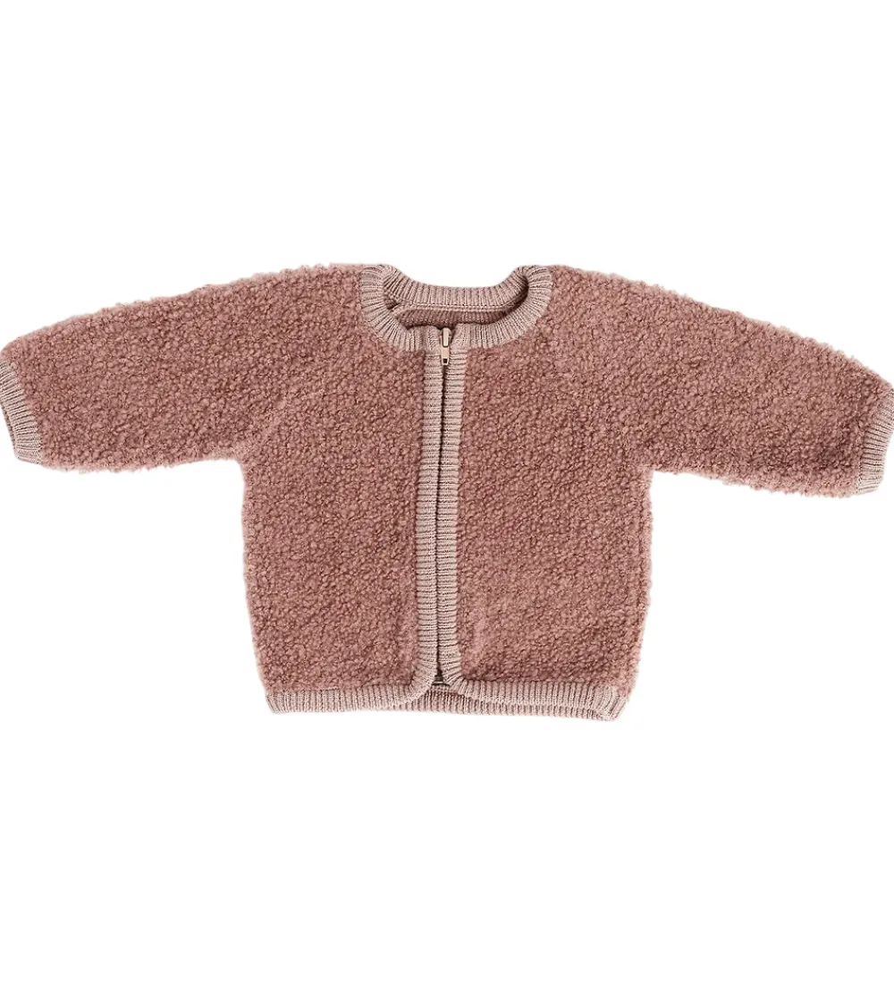 Cardigan m. Lynlås - Uld - Rose|Smallstuff Online