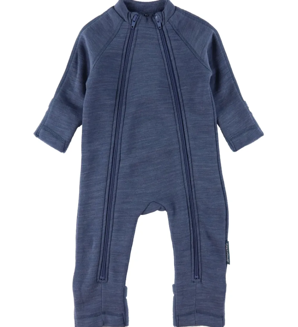 Køredragt m. Lynlåse - Uld - Demin Melange|Smallstuff Online