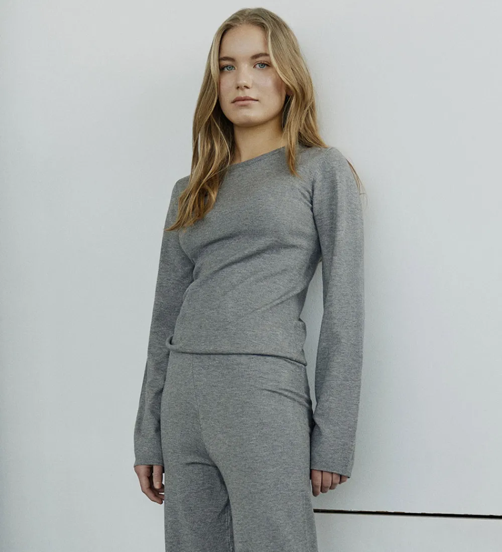 Bluse - Uld - Strik - Vivosy - Gråmeleret|Sofie Schnoor Discount