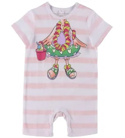 Sommerdragt - Hvid/Rosastribet m. Flamingo|Stella McCartney Kids Online