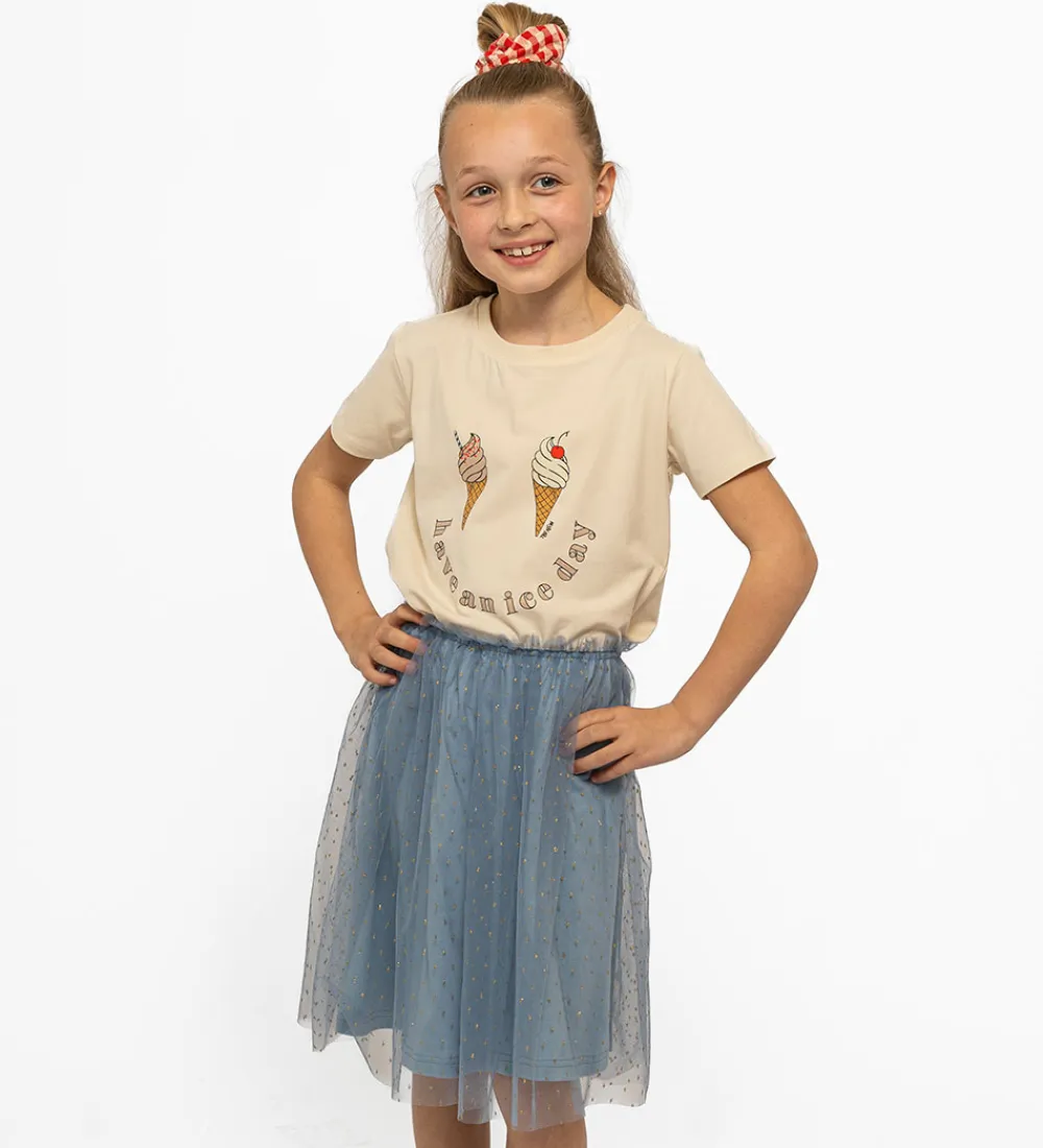 Nederdel - Tyl - TnNarice - Ashley Blue/Gold m. Guldprik|The New Discount