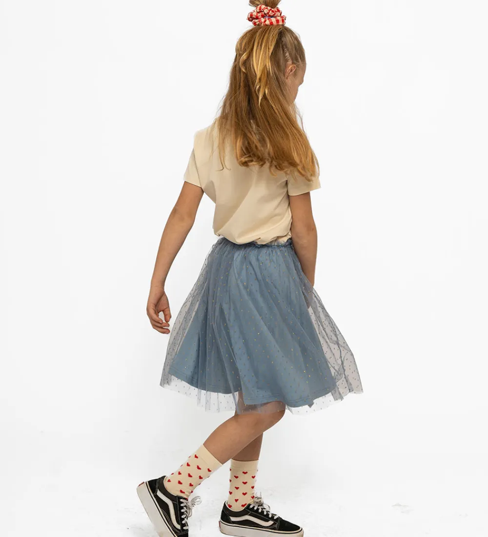 Nederdel - Tyl - TnNarice - Ashley Blue/Gold m. Guldprik|The New Discount