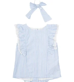 Top/Hårelastik - TnNalani - White Swan Striped m. Glimme|The New Outlet