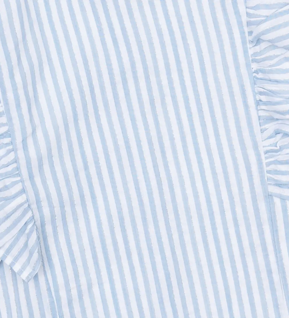 Top/Hårelastik - TnNalani - White Swan Striped m. Glimme|The New Outlet