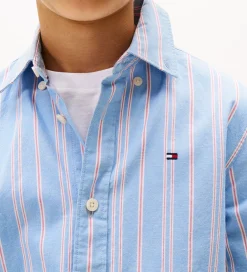 Skjorte - Cloudy Blue m. Hvid/Rød|Tommy Hilfiger New