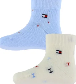 Strømper - 2-pak - Lyseblå/Hvid m. Print|Tommy Hilfiger Discount