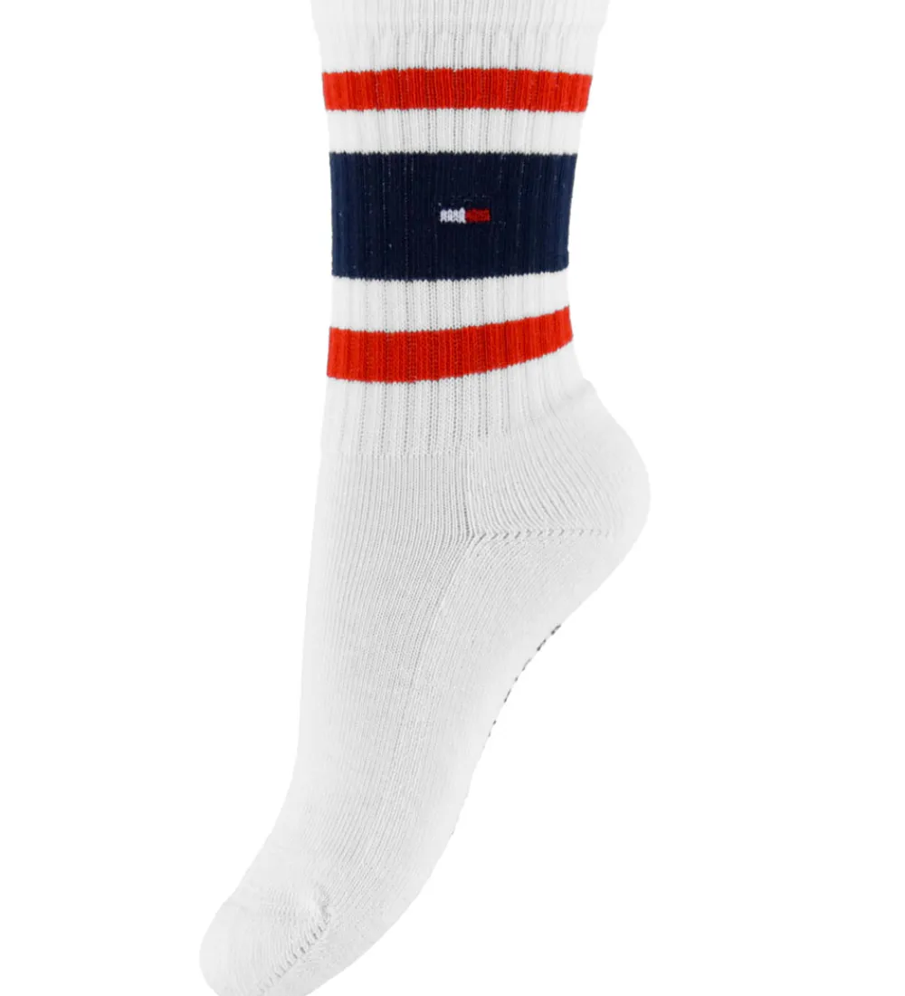 Strømper - 2-pak - Hvid m. Logostriber|Tommy Hilfiger Hot