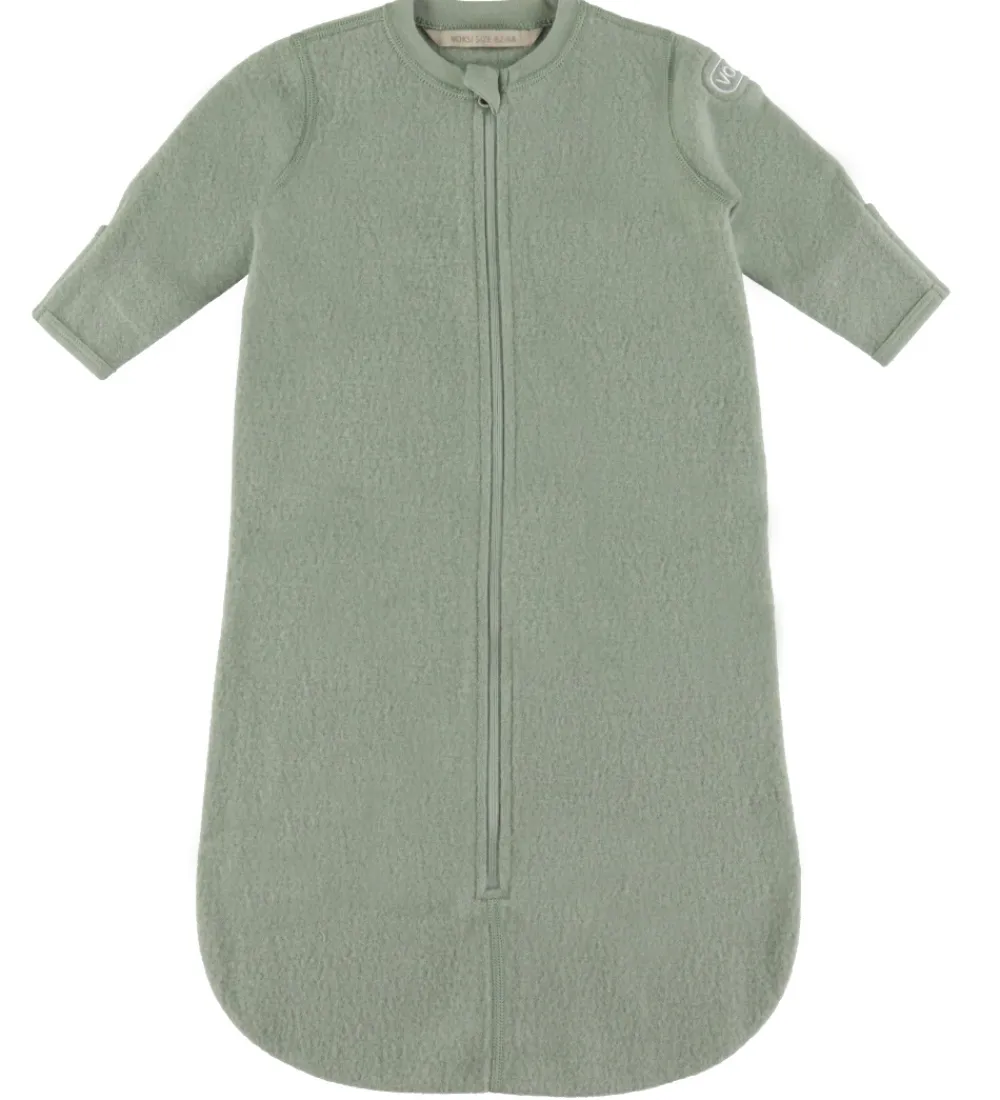 Sovepose m. Ærmer - Uld - Støvet Grøn|Voksi
