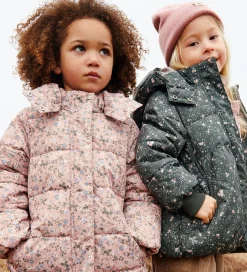 Dynejakke - Yrsa - Rose Powder Flowers|Wheat New