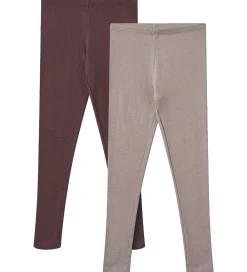Leggings - 2-pak - Rib - Bomuld/Modal - Maddy - Purple Fud|Wheat Best