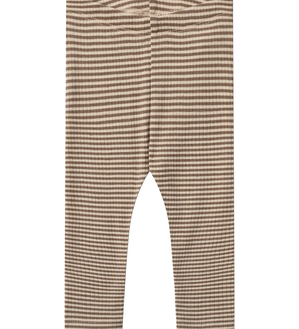 Leggings - Uld - Rib - Agi - Wood Stripe|Wheat Outlet